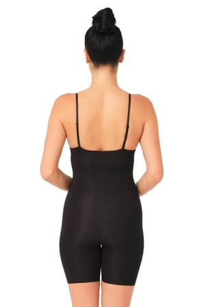 Kadın Body Korse - Lazer Kesim Göğsü Açık Boxer, Siyah