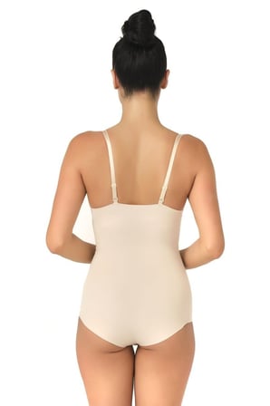 Kadın Body Korse - Lazer Kesim Göğsü Açık Slip, Ten