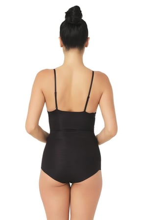 Kadın Body Korse - Lazer Kesim Göğsü Açık Slip, Siyah