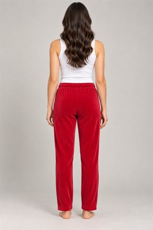 Kadın Tek Alt Pijama Pantolonu - Düz Renk, Kırmızı