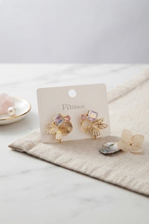Kelebek Model Beyaz Zirkon Taşlı Kadın Küpe