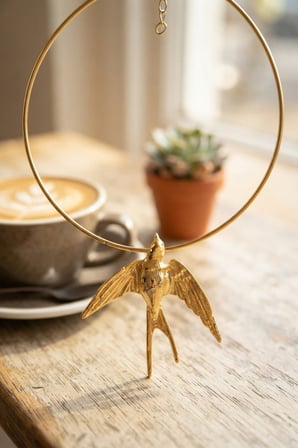 Kırlangıç Model Gold Renk Choker Kadın Kolye