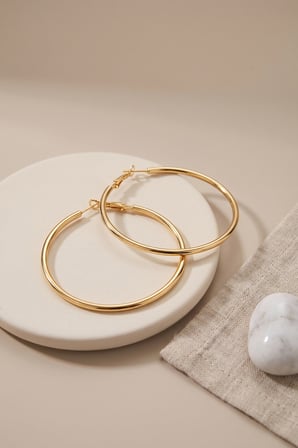 316L Çelik Gold Renk 46 mm Halka Küpe