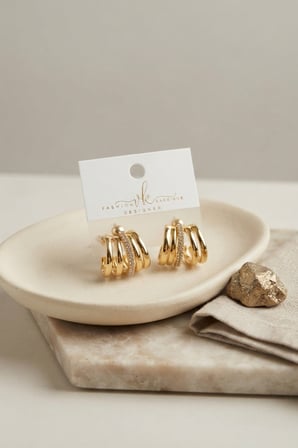 Gold Renk Pirinç Kafes Model Halka Küpe