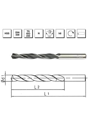 MTE HSS DIN 338 11,5 Mm Silindirik Saplı Kısa Haddeli Matkap Ucu