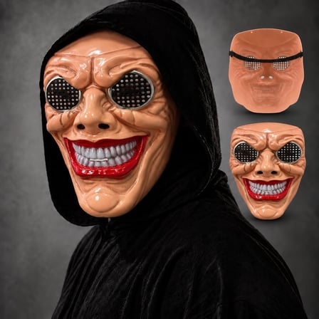Kırmızı Ağız ve Beyaz Diş Detaylı File Gözlü Maske (4887)