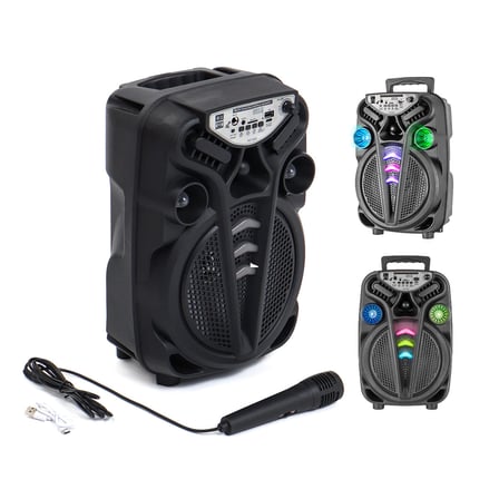 Marsilyan Taşınabilir Hoparlör Karaoke Mikrofonlu Siyah 8 Inch Işıklı Bluetooth 3D Surround Ses 50 dB