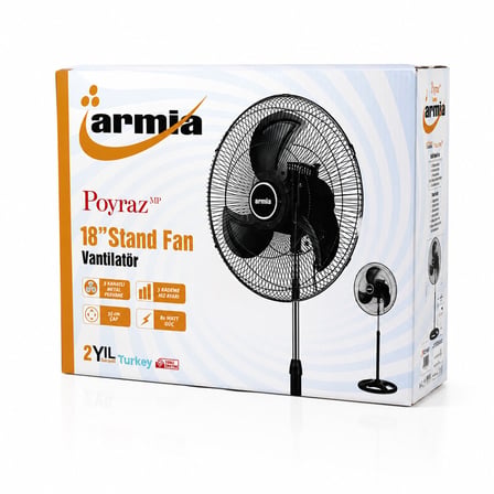 18 İNÇ SANAYİ VANTİLATÖR  3 METAL KANAT: ÇAP:56CM - Y: 140CM - 3 KADEME HIZ   80W (4887)