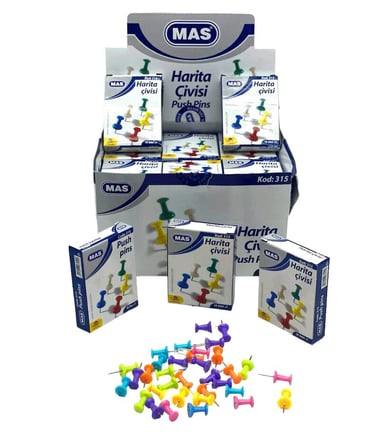 648 ADET HARİTA ÇİVİSİ MANTAR PANO İĞNESİ 12X18PCS RENKLİ SİLİNDİRİK (4887)