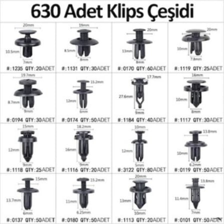 Marsilyan 630 Adet Oto Trim Klips Seti Evrensel Raptiye Bağlantı Elemanları