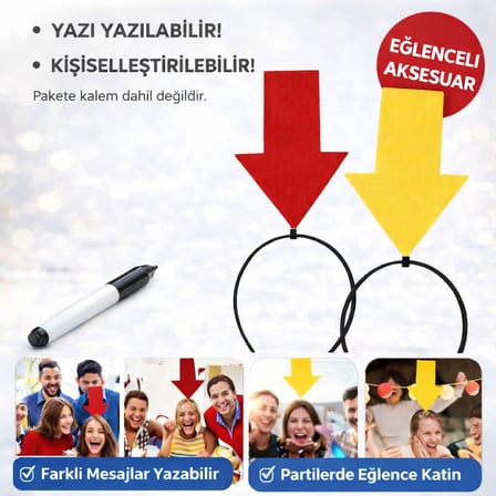 Marsilyan Kişiselleştirilebilir Ok İşaretli Mesaj Tacı Parti Süsleme Malzemesi Sarı Kırmızı Çok Renkli
