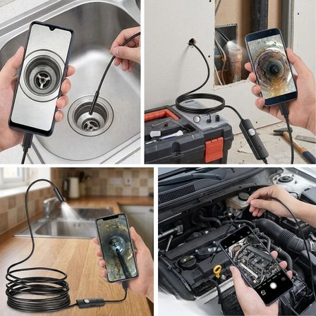 3 Metre Android Telefon Uyumlu 6 LED Işıklı Su Geçirmez Endoskop / Boroskop Yılan Kamera HD (4887)