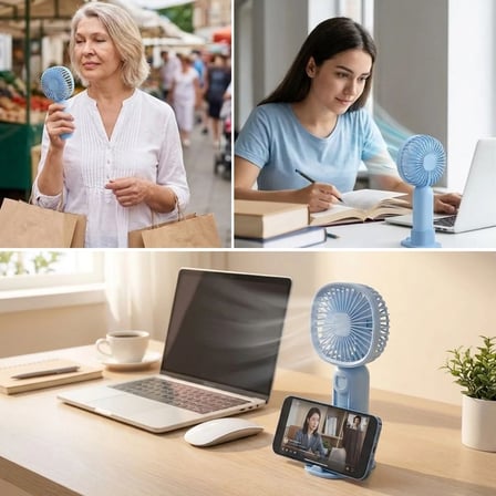 3 Kademeli Telefon Tutuculu Standlı Mini Fan – Tuşu Ayı Figürlü Masaüstü ve EldeKullanılabilen Taşınabilir Fan  EKL30 (4887)