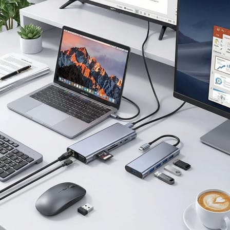 Marsilyan Type-C Çoklayıcı Hub Gümüş HDMI USB 3.0 Ethernet SD TF Kart Okuyucu