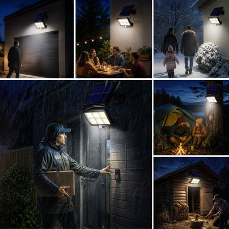 160 LED Solar Bahçe Aydınlatması, 6&amp;apos;lı Güneş Panelli LED Lamba, 5 Metre Kablolu ve Kumandalı (4887)