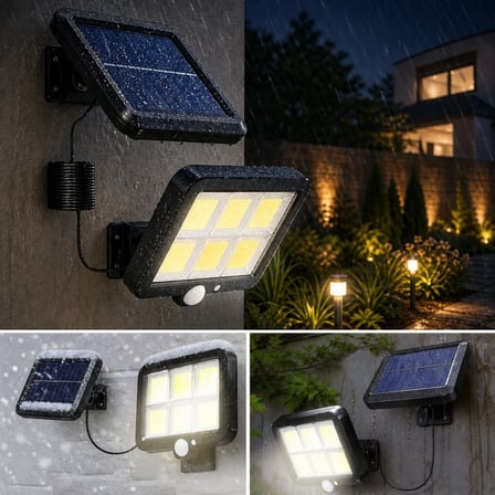 160 LED Solar Bahçe Aydınlatması, 6&amp;apos;lı Güneş Panelli LED Lamba, 5 Metre Kablolu ve Kumandalı (4887)
