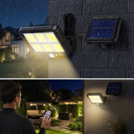 160 LED Solar Bahçe Aydınlatması, 6&amp;apos;lı Güneş Panelli LED Lamba, 5 Metre Kablolu ve Kumandalı (4887)