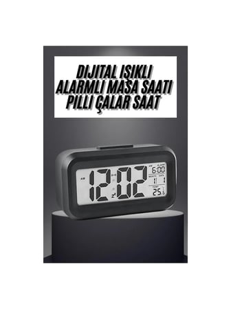 Marsilyan Dijital Masa Saati Beyaz Takvimli Termometreli Alarm Fonksiyonlu