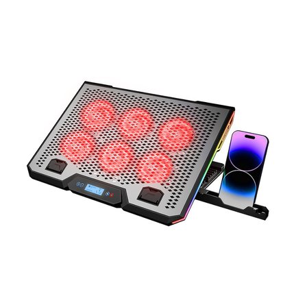 NOTEBOOK - LAPTOP SOĞUTUCU RGB IŞIKLI 15.6 INC 6 FANLI - LCD DİJİTAL EKRAN 2 USB SOKET (4887)