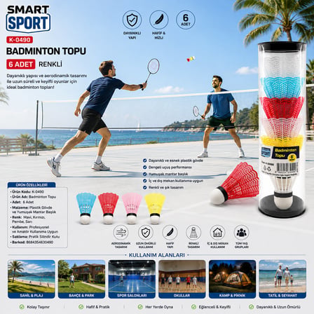 6PCS RENKLİ BADMİNTON TOPU (4887)