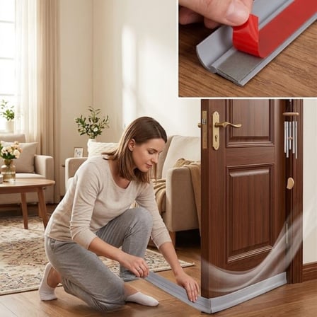 Marsilyan Kapı Altı İzolasyon Bandı Gri Yapışkanlı Kesilebilir Toz Ses Hava Kesici 100 cm 4 cm Yükseklik 0.5 cm Kalınlık