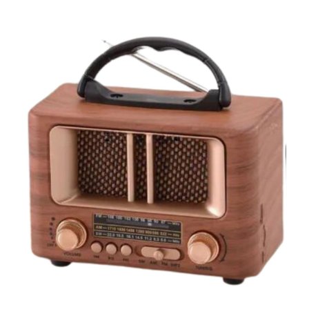 Marsilyan Retro Ahşap Bluetooth Radyo NS-8108BT FM/AM Taşınabilir Hoparlörlü