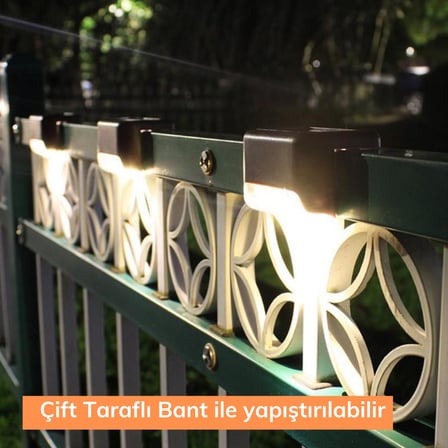 Solar Güneş Enerjili Şarj Edilen Köşebent Merdiven Veranda Bahçe Yolu Led Lamba Işık 4 Adet (4887)