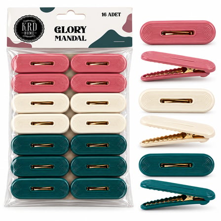 16PCS ÇAMAŞIR MANDALI RENKLİ PLASTİK - KABARTMA DESENLİ (4887)