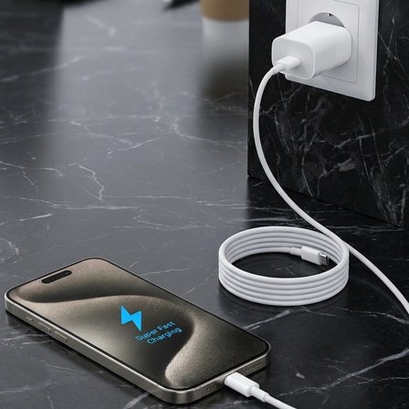 Marsilyan 65W Hızlı Şarj Adaptörü USB-C to Type-C Kablolu PD Destekli Süper Hızlı Şarj Cihazı 1 Metre Kablo