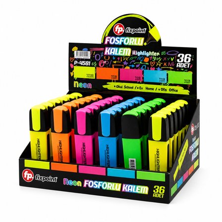 36 ADET NEON FOSFORLU KALEM - STANDLIDIR İÇİNDE 12 - SARI - 6 - TURUNCU - 6 - PEMBE - 6 - MAVİ - 6 - YEŞİL (4887)