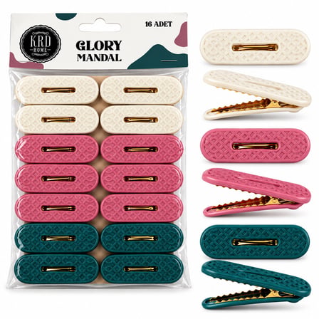 16PCS ÇAMAŞIR MANDALI RENKLİ PLASTİK - KABARTMA DESENLİ (4887)