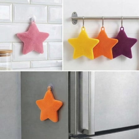Yıldız Şekilli Silikon Bulaşık Yıkama Matı – Çok Amaçlı Mutfak ve Banyo Süngeri (4887)