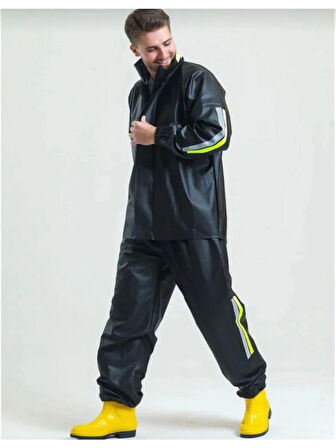 Motofit Reflektörlü Su Geçirmez Motorcu Kurye Yağmurluk Pvc Kumaş