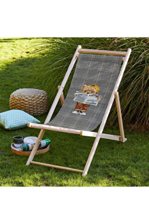 Picniker Teddy Katlanır Şezlong - Fırınlanmış Gürgen Ağacı, Süet Kumaş Gri