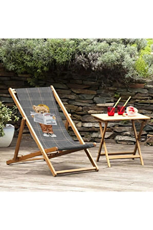 Picniker Teddy Katlanır Şezlong - Fırınlanmış Gürgen Ağacı, Süet Kumaş Gri