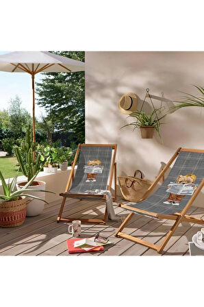 Picniker Teddy Katlanır Şezlong - Fırınlanmış Gürgen Ağacı, Süet Kumaş Gri