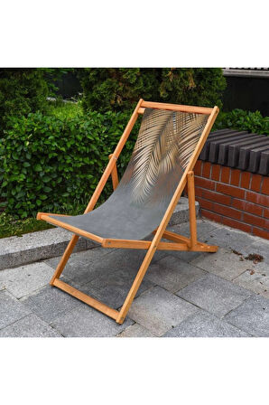 Yeşil Palmiye Yaprak Detaylı Şezlong Fırınlanmış Gürgen Ağacı Süet Kumaş