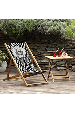 Benjamin Franklin Katlanır Şezlong (Ahşap Fırınlanmış Gürgen Ağacı, Süet Kumaş)