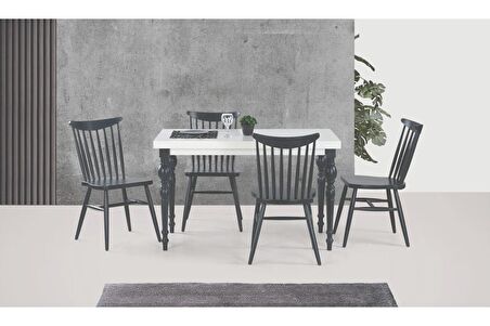 DAMLA SABİT MASA VE KIRLANGIÇ SANDALYE TAKIMI, ANTRASİT, 125x80