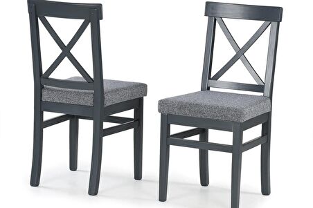 DAMLA SABİT MASA VE ÇAPRAZ DÖŞEMELİ SANDALYE TAKIMI, ANTRASİT, 125x80