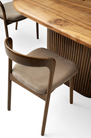 BAKÜ MASA, MİSTRAL KOLLU&KOLSUZ SANDALYE, CEVİZ, 160x85