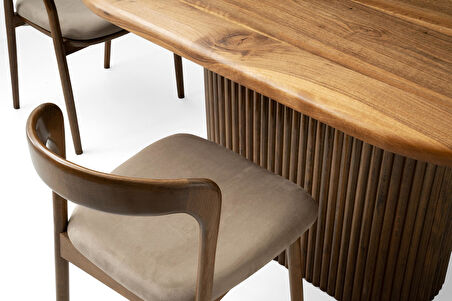 BAKÜ MASA, MİSTRAL KOLLU&KOLSUZ SANDALYE, CEVİZ, 160x85