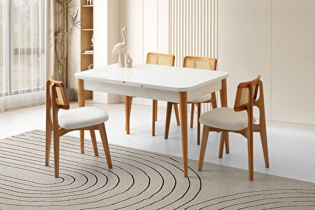 RÜZGAR HG MASA, ZİON SANDALYE, KAR BEYAZ, 130x80