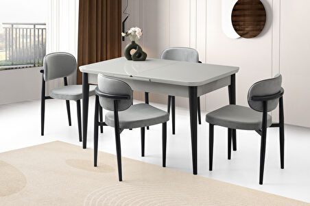 RÜZGAR HG MASA, PERLA SANDALYE, AÇIK GRİ, 130x80