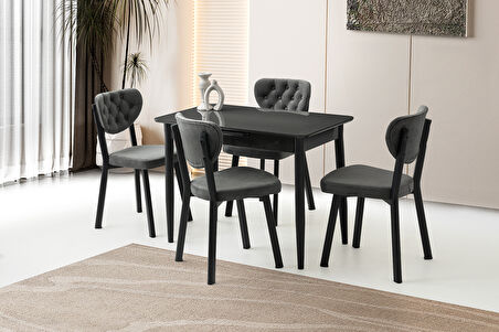 MADRİD HG MASA, RİVONE SANDALYE, KOYU GRİ, 100x60