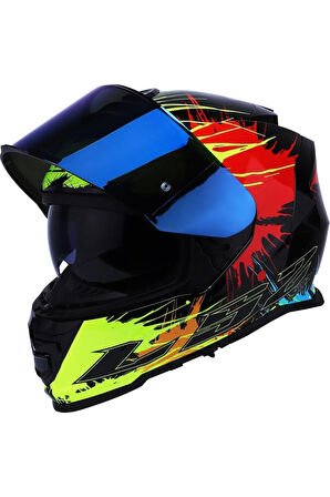 Storm 2 Drop  Kapalı Motosiklet Kaskı Mavi Camlı