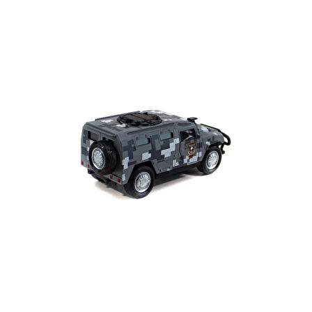 Metal Hummer Askeri Jeep Çek Bırak Gri Işıklı 12 Cm