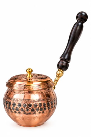 Uzun Saplı İşlemeli Bakır Buhurdanlık ve Tütsülük