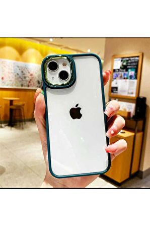 Iphone 14 Darbeye Dayanıklı Elektroliz Lens Çerçeveli Kılıf