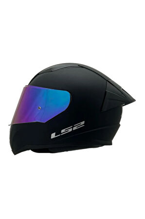 Rapıd 2 Race Mat Siyah Kapalı Motosiklet Kaskı Gökkuşağı Camlı